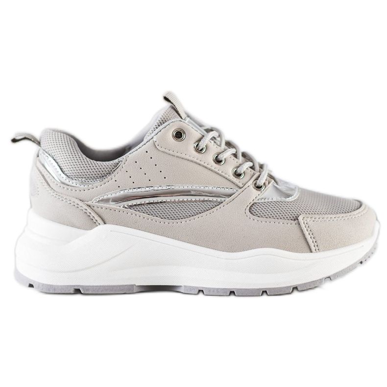 Ideal Shoes Baskets de sport élégantes beige gris