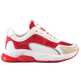 Via Giulia  Baskets À Paillettes Mode beige blanc rouge