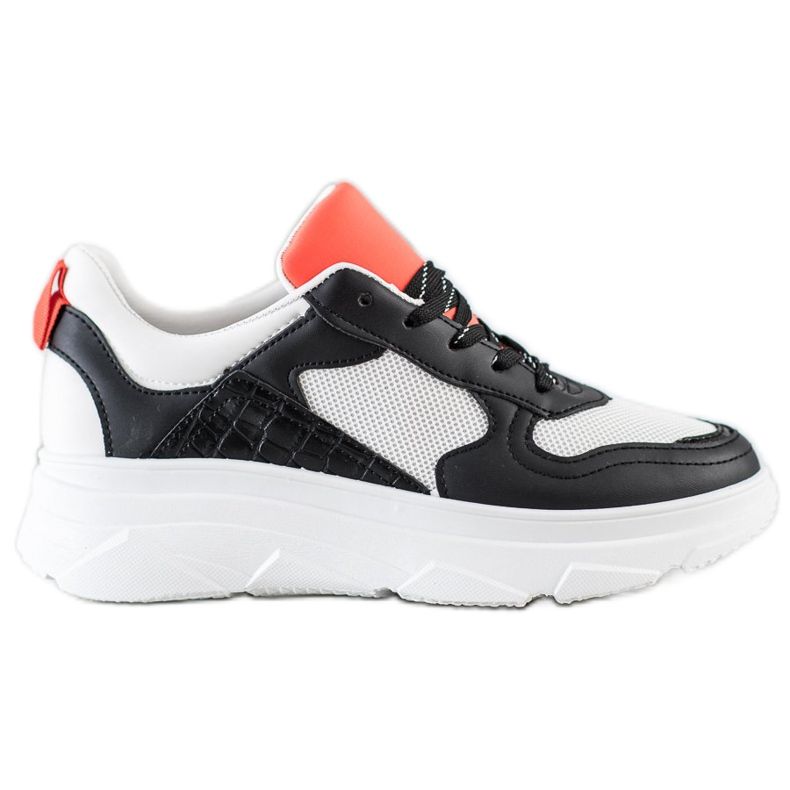 SHELOVET Baskets décontractées en cuir écologique blanche le noir