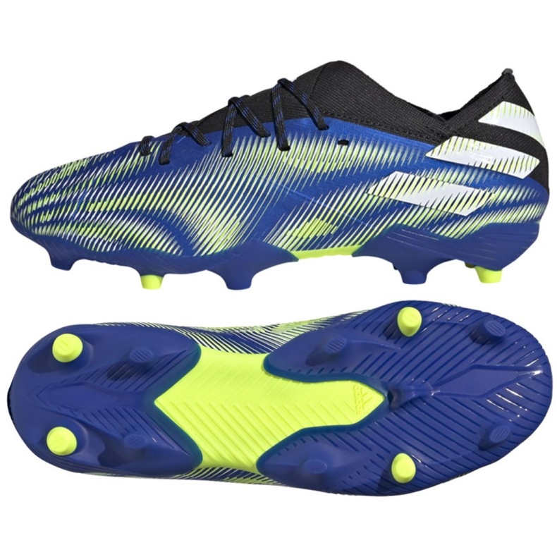 Chaussures de football Adidas Nemeziz.1 Fg Jr FY0816 blanc, noir, bleu, jaune bleu