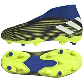 Chaussures de football Adidas Nemeziz.3 Ll Fg Jr FY0819 blanc, noir, bleu, jaune noir