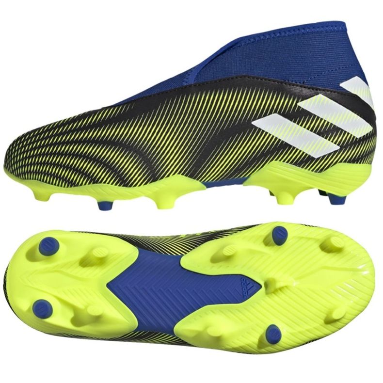 Chaussures de football Adidas Nemeziz.3 Ll Fg Jr FY0819 blanc, noir, bleu, jaune le noir