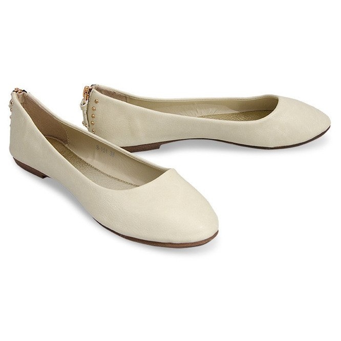 BM Ballerines Avec Fermetures à Glissière S-151 Beige