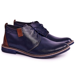 Gejms Bottes chaudes en cuir bleu marine Ferens pour hommes brun