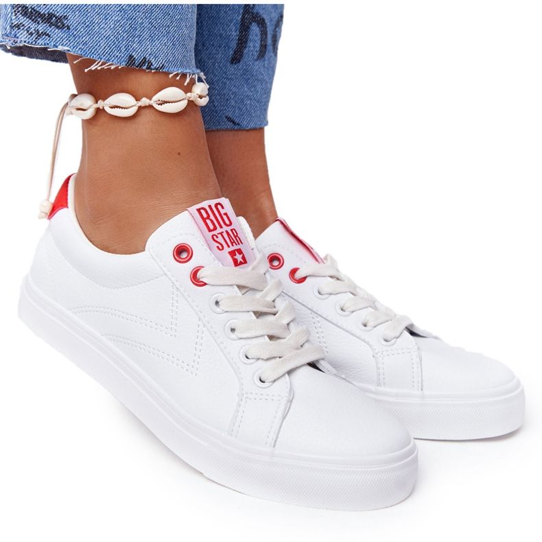 Baskets Cuir Femme Big Star BB274210 Blanc et Rouge blanche Baskets Cuir Femme Big Star BB274210 Blanc et Rouge blanche