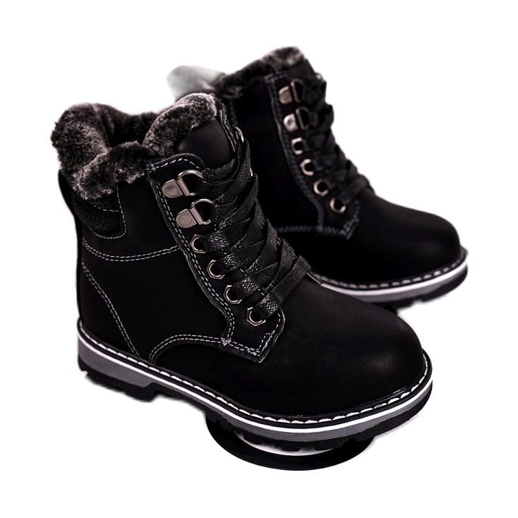 Trappeurs pour enfants isolés avec de la fourrure Black Luke le noir Trappeurs pour enfants isolés avec de la fourrure Black Luke le noir