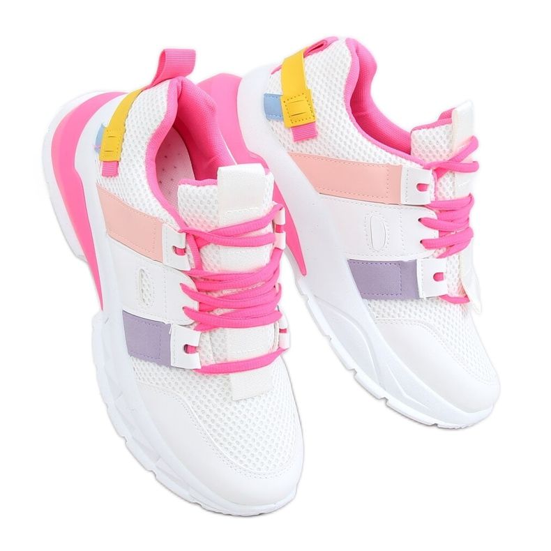 Chaussures de sport femme blanches et roses LA86P Fushia