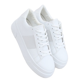 Baskets blanches sur semelle haute LA133P Blanc