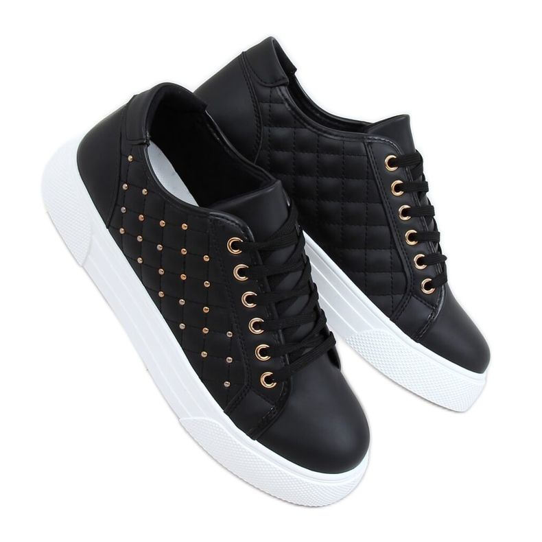 Baskets femme noires à clous LA124P Noir le noir