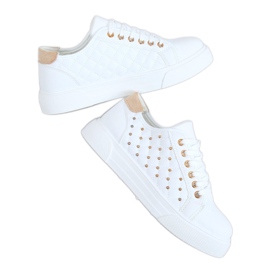 Sneakers femme clous blancs LA124P Beige blanche Sneakers femme clous blancs LA124P Beige blanche