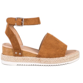 Kylie Sandales compensées camel brun Kylie Sandales compensées camel brun