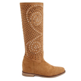 Boots ajourées camel compensées cachées ST-56P Camel brun