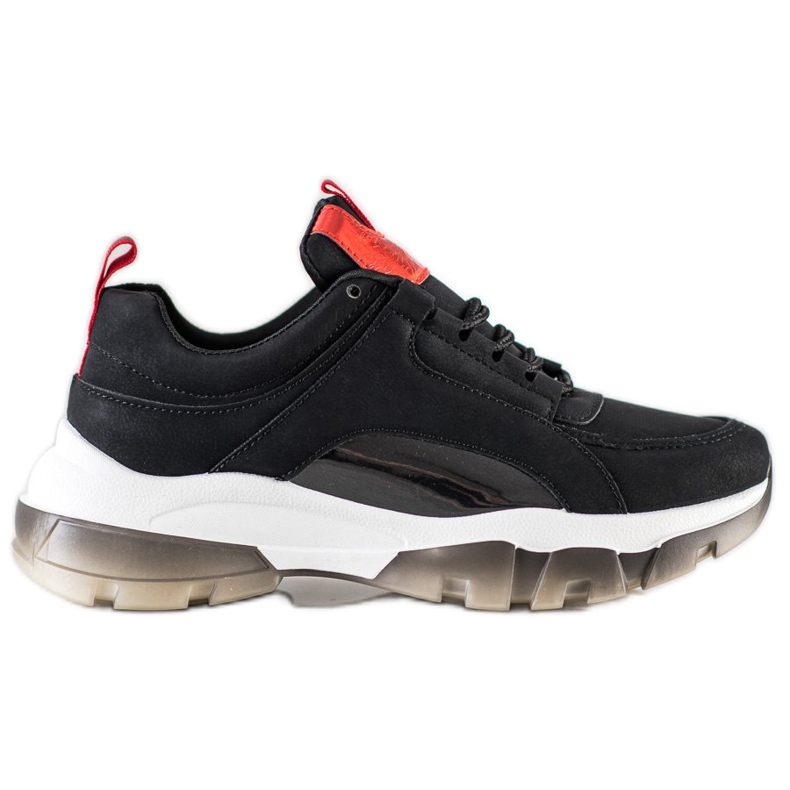 SHELOVET Baskets en cuir écologique noires le noir SHELOVET Baskets en cuir écologique noires le noir