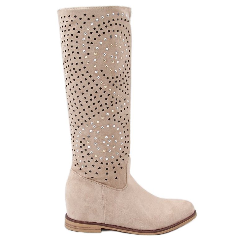 Boots ajourées compensées cachées beige ST-56P Beige