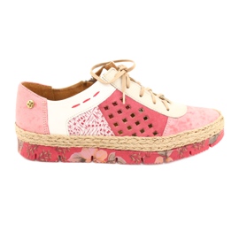 Chaussures en cuir pour femmes Maciejka Corail 03339-43 blanc rouge rose multicolore