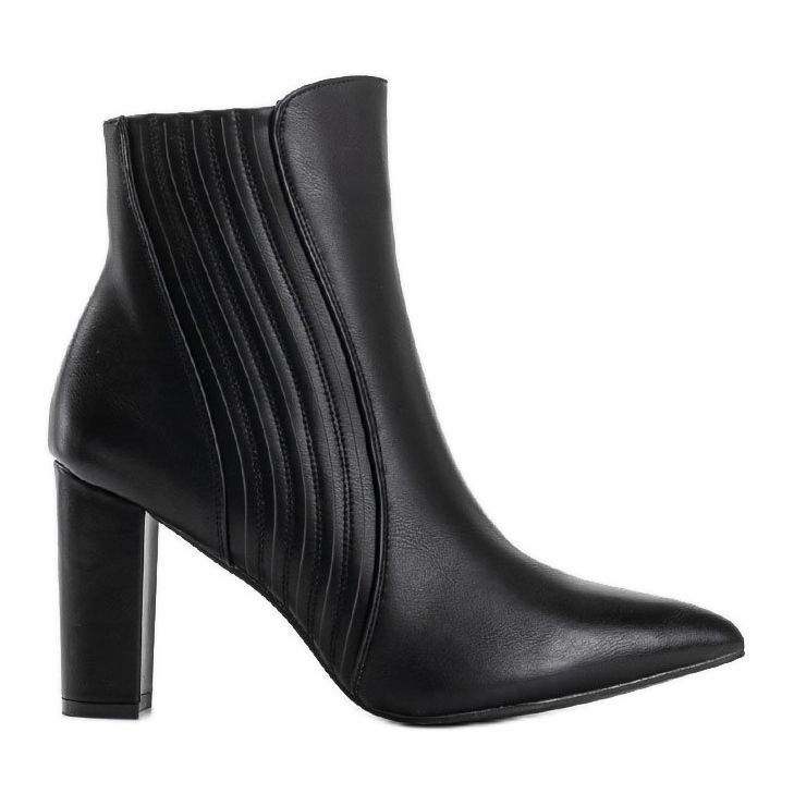 Bottes en éco-cuir noir sur le poteau T2122 le noir Bottes en éco-cuir noir sur le poteau T2122 le noir