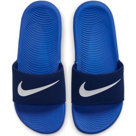Claquettes Nike Kawa Jr 819 352 404 blanc bleu