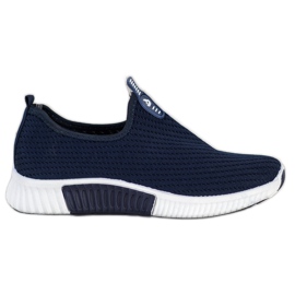 SHELOVET Baskets confortables en textile bleu marin bleu