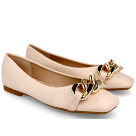 PS1 Ballerines matelassées élégantes avec chaîne en coco beige