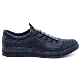 Polbut Chaussures d'été cuir homme K22 bleu marine