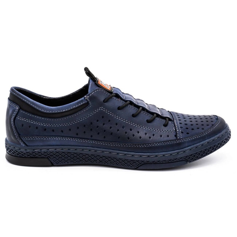 Polbut Chaussures d'été cuir homme K22 bleu marine
