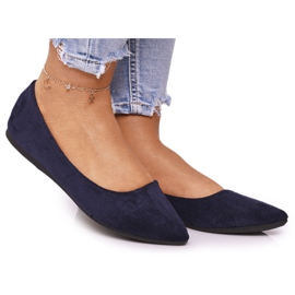 PS1 Délicate Ballerine En Daim Spitz Bleu Marine Dermeno