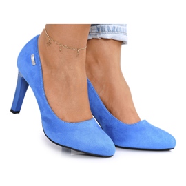 PJ1 Escarpins classiques à talon en daim bleu Eliana