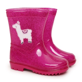Galoches de brocart pour enfants avec lama rose Galoches de brocart pour enfants avec lama rose