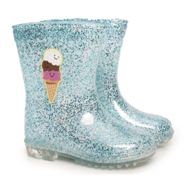 Bottes en Caoutchouc Bleu Paillettes Enfant Avec Glace argent