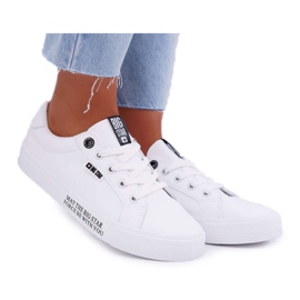 Baskets en cuir pour femmes avec l'inscription Big Star EE274316 White blanc noir