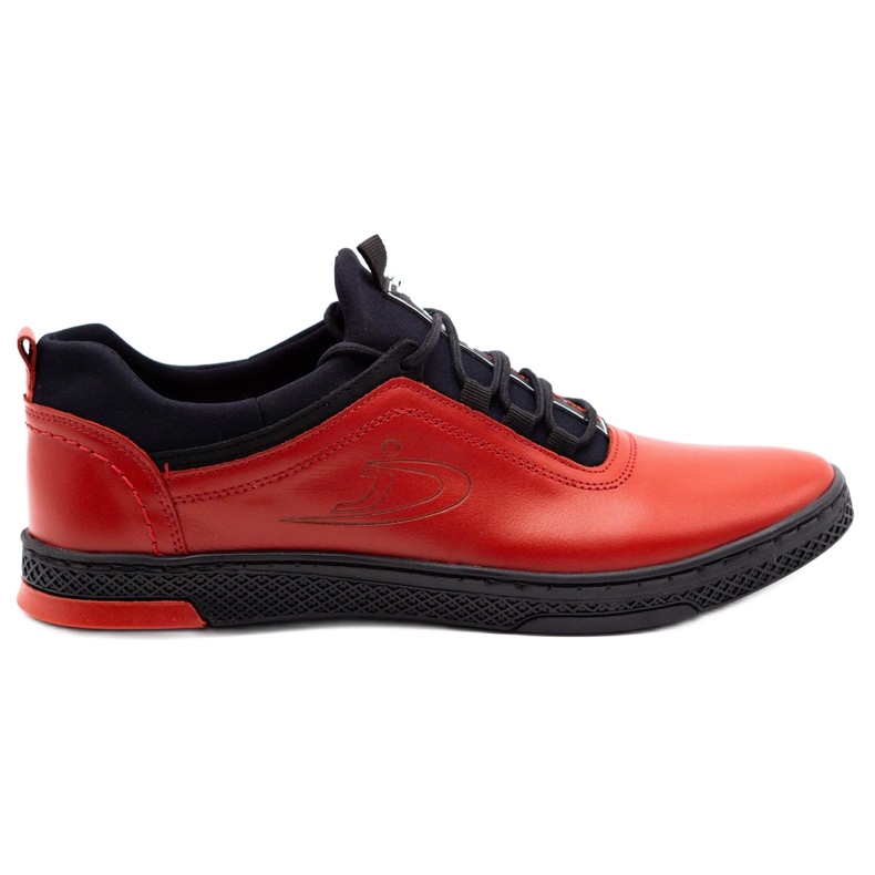 Polbut Chaussures casual en cuir pour hommes rouges K24 avec dessous noir