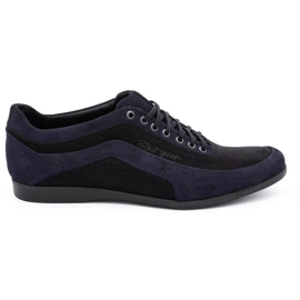 Polbut Chaussures casual homme 2101P nubuck bleu marine avec noir