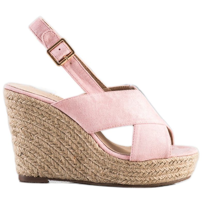 Sabatina Sandales sur un coin de paille rose Sabatina Sandales sur un coin de paille rose