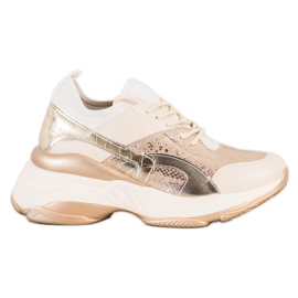 Bestelle Baskets à la mode sur la plate-forme beige d'or Bestelle Baskets à la mode sur la plate-forme beige d'or