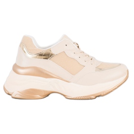 SHELOVET Baskets dorées élégantes beige d'or SHELOVET Baskets dorées élégantes beige d'or