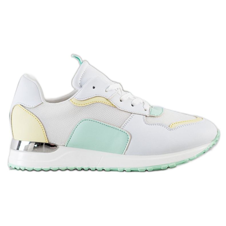 SHELOVET Baskets légères et élégantes blanche vert jaune