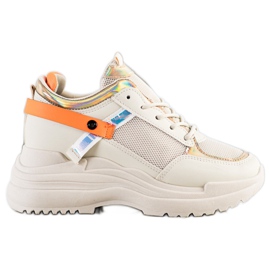 Marquiz Espadrilles de coin beige orange doré
