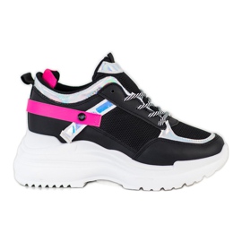 Marquiz Espadrilles de coin le noir rose