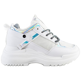 Marquiz Espadrilles de coin blanc argent