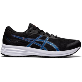 Chaussures de course pour hommes Asics Patriot 12 noir et bleu 1011A823 004 le noir