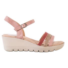 Kylie Sandales compensées beige rose
