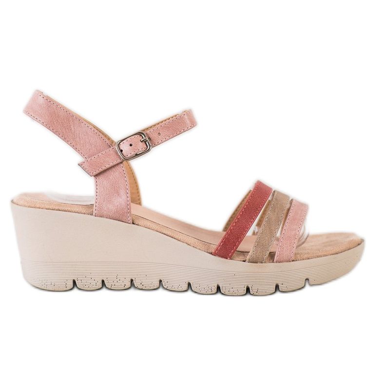 Kylie Sandales compensées beige rose