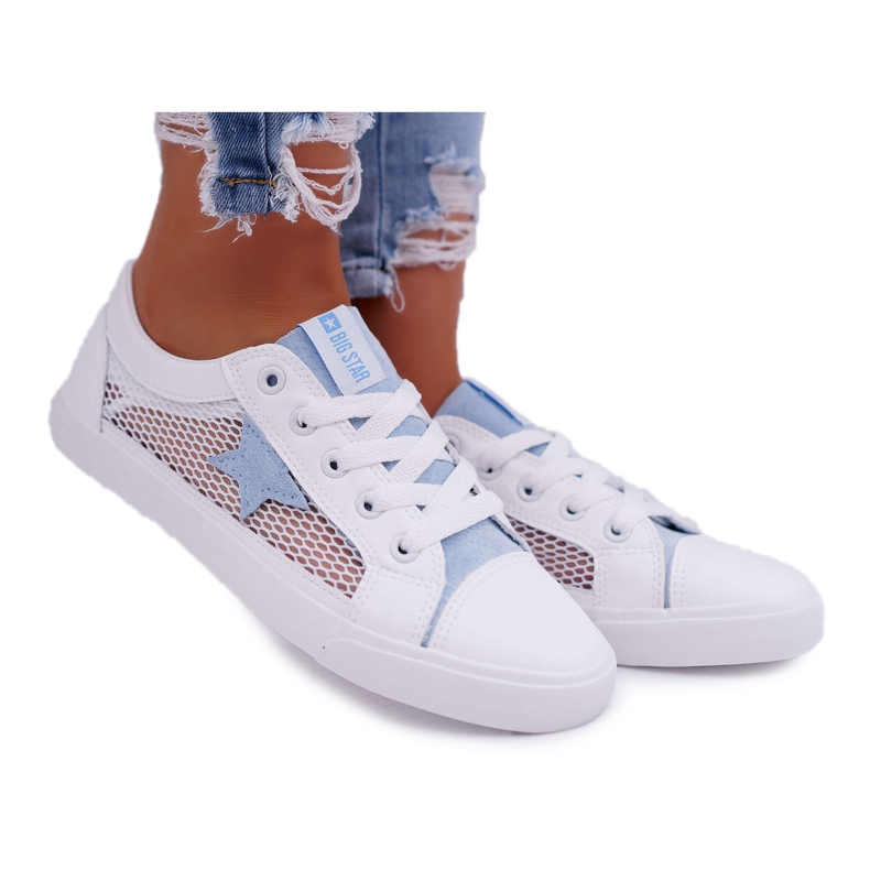 Baskets Femme Avec Mesh Big Star DD274689 Blanc-Bleu blanche