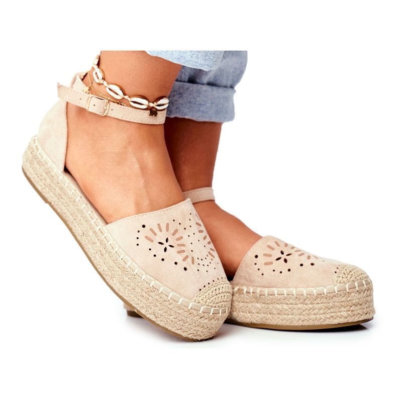 SEA Espadrilles Femme Sur Plateforme Beige Palermo Lin