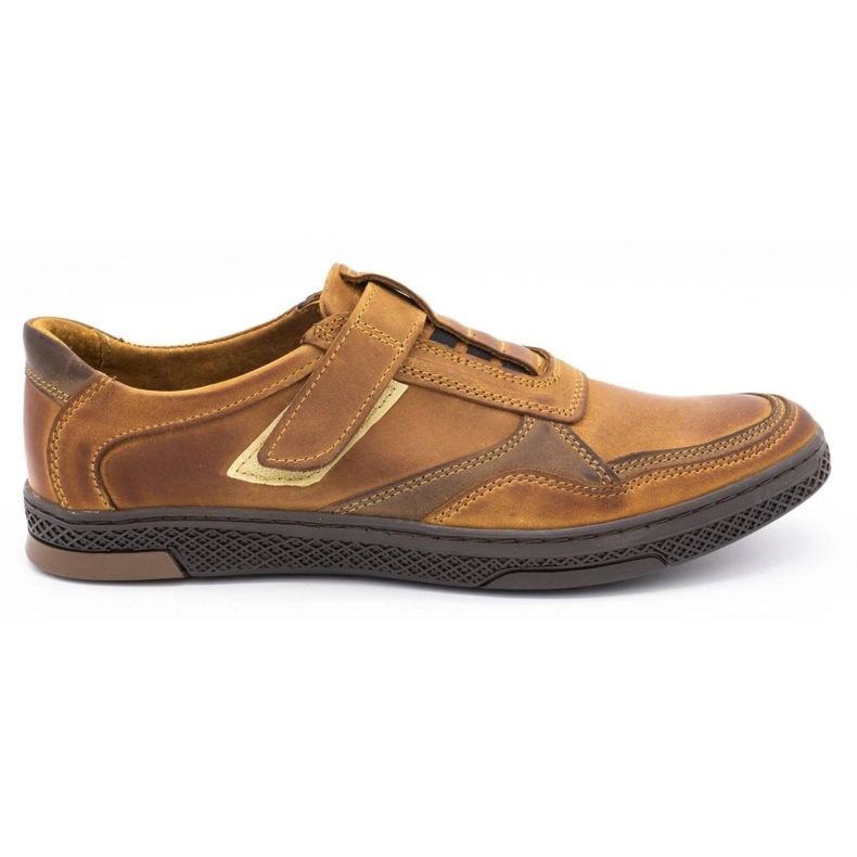 Polbut Chaussures casual en cuir pour hommes 2102 camel brun