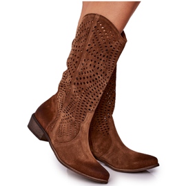 Boots Daim Ajourées Printemps Exquisite 1229 Cognac brun