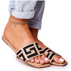 Pantoufles Melinda classiques beiges pour femmes noir