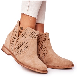 Bottines ajourées sur un coin Beige Melanie