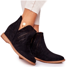 Bottes compensées noires ajourées Melanie le noir