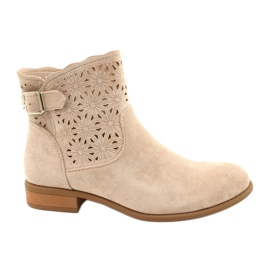 M.Daszyński Bottines femme en daim ajouré SA142-18 beige